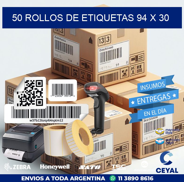 50 ROLLOS DE ETIQUETAS 94 x 30