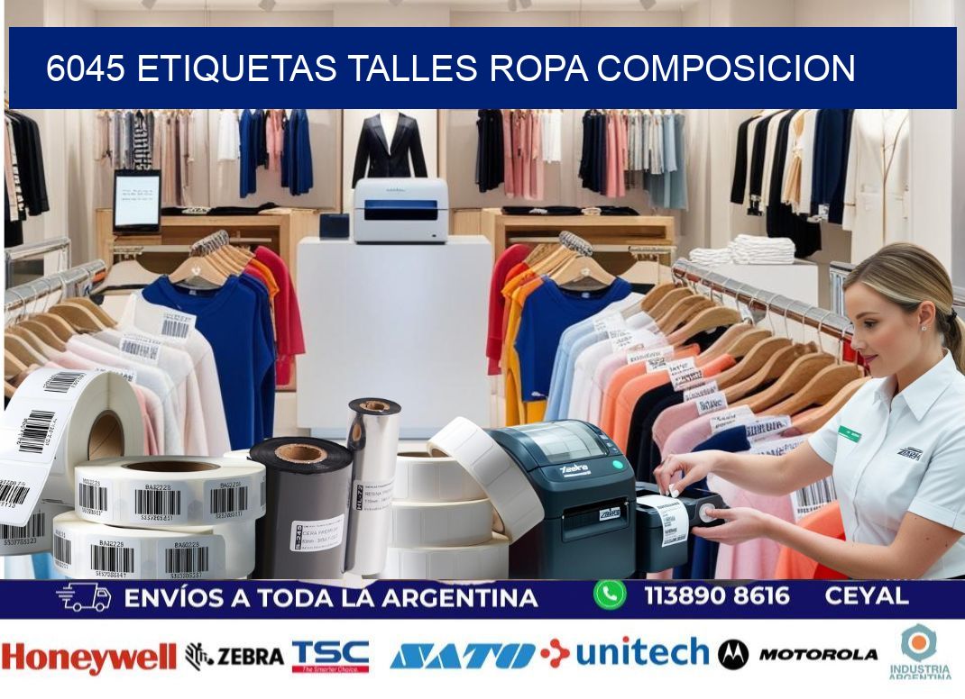 6045 ETIQUETAS TALLES ROPA COMPOSICION