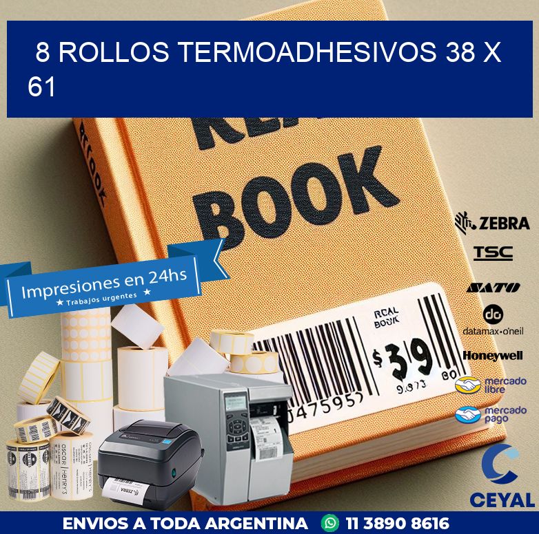 8 ROLLOS TERMOADHESIVOS 38 x 61