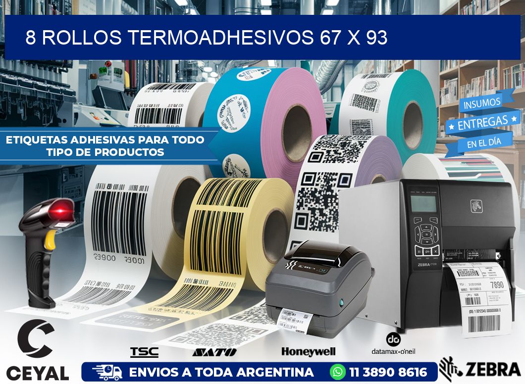 8 ROLLOS TERMOADHESIVOS 67 x 93