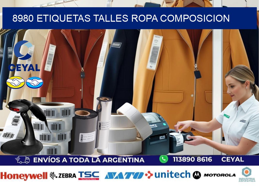 8980 ETIQUETAS TALLES ROPA COMPOSICION