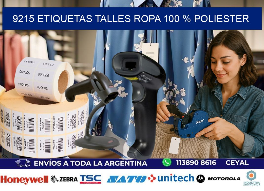 9215 ETIQUETAS TALLES ROPA 100 % POLIESTER