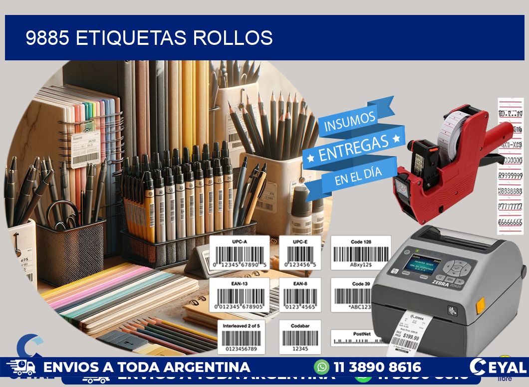 9885 etiquetas rollos