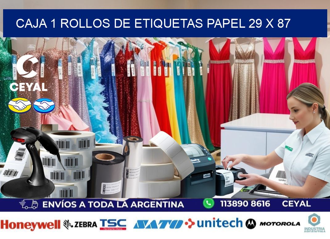 CAJA 1 ROLLOS DE ETIQUETAS PAPEL 29 x 87