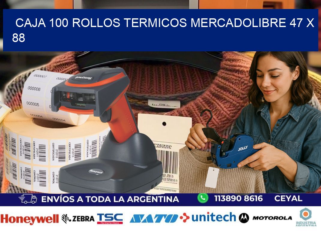 CAJA 100 ROLLOS TERMICOS MERCADOLIBRE 47 x 88