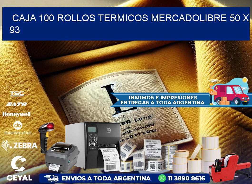 CAJA 100 ROLLOS TERMICOS MERCADOLIBRE 50 x 93