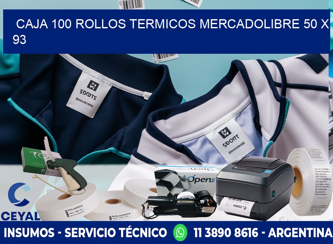 CAJA 100 ROLLOS TERMICOS MERCADOLIBRE 50 x 93