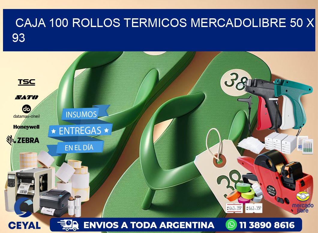 CAJA 100 ROLLOS TERMICOS MERCADOLIBRE 50 x 93