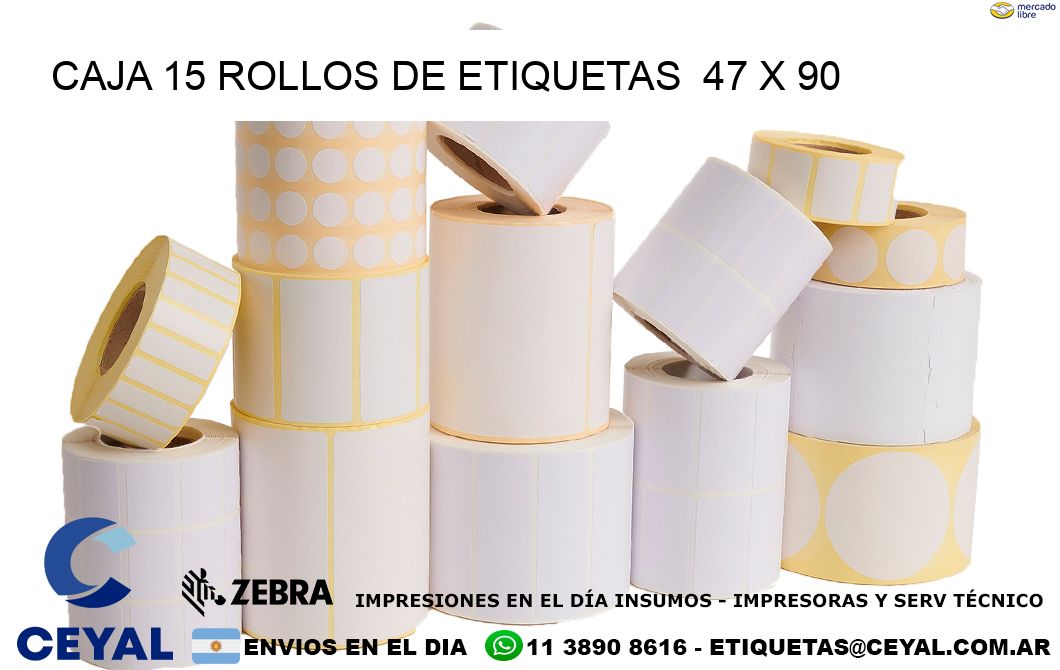 CAJA 15 ROLLOS DE ETIQUETAS  47 x 90