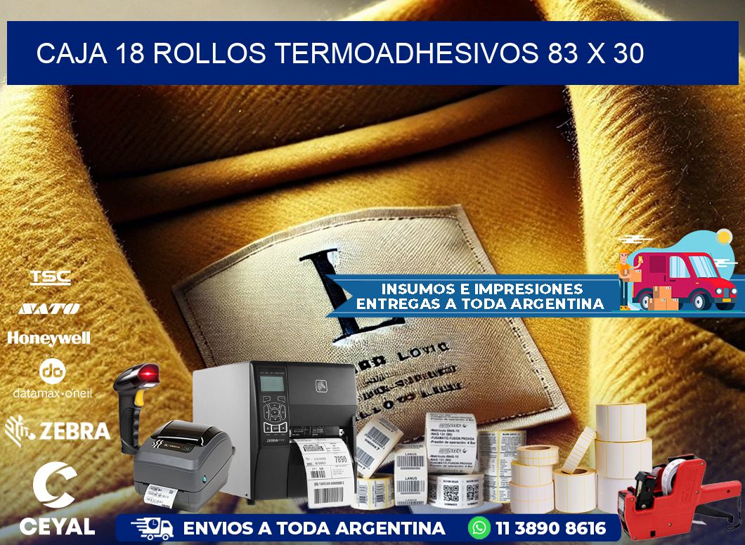 CAJA 18 ROLLOS TERMOADHESIVOS 83 x 30
