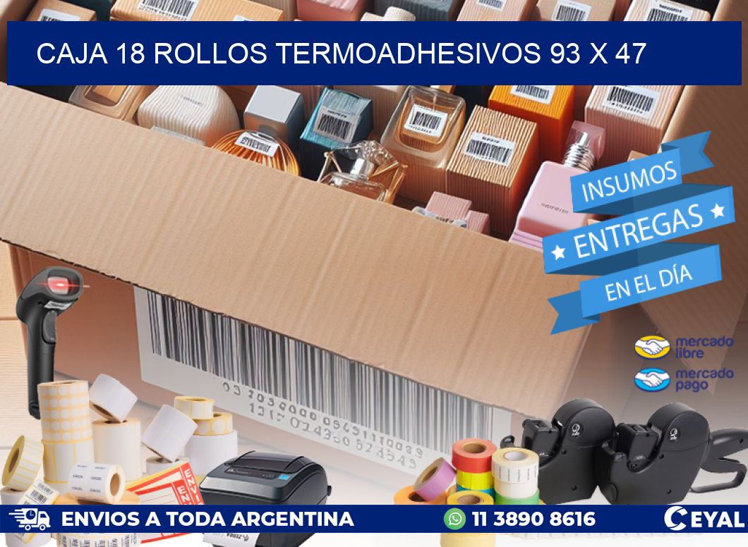 CAJA 18 ROLLOS TERMOADHESIVOS 93 x 47