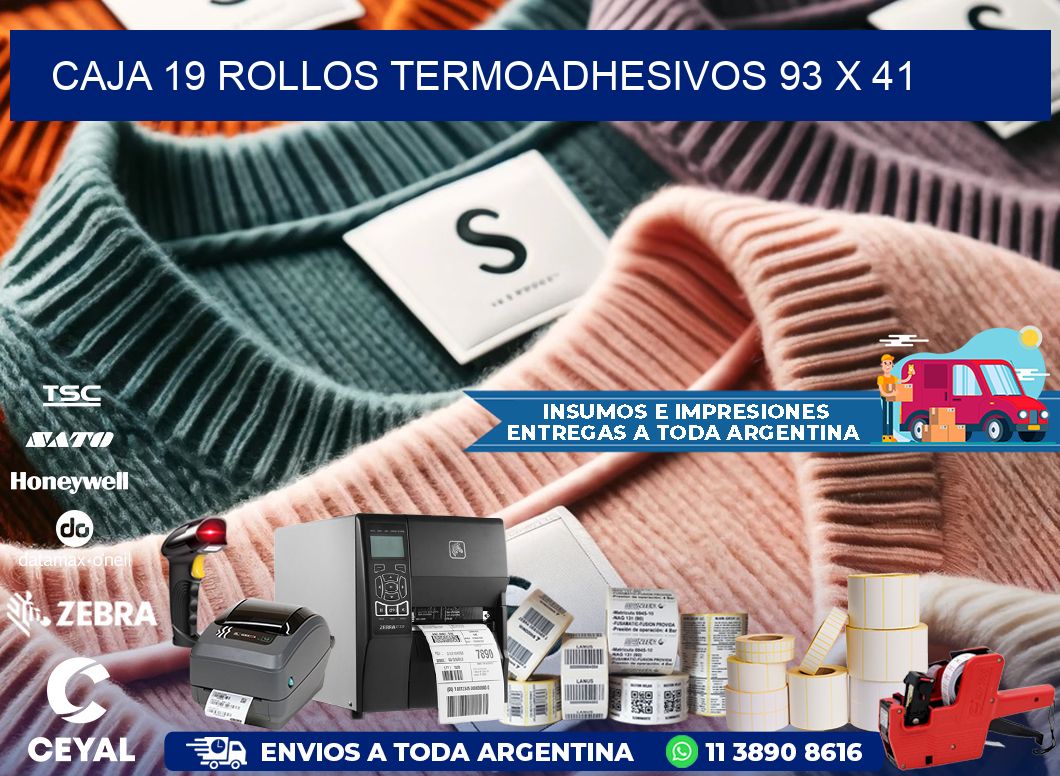 CAJA 19 ROLLOS TERMOADHESIVOS 93 x 41