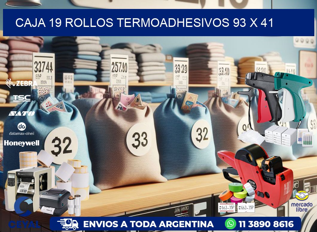 CAJA 19 ROLLOS TERMOADHESIVOS 93 x 41