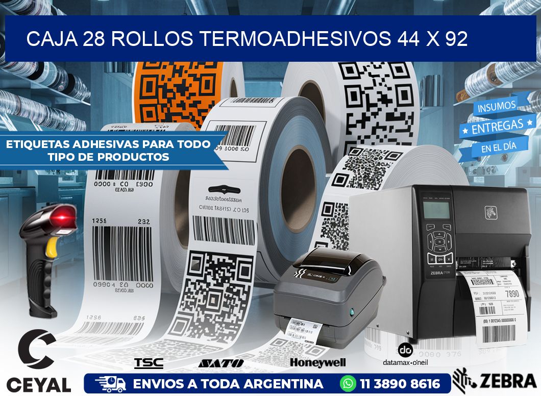 CAJA 28 ROLLOS TERMOADHESIVOS 44 x 92