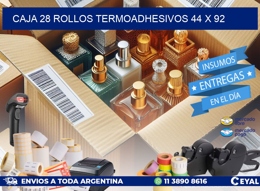 CAJA 28 ROLLOS TERMOADHESIVOS 44 x 92