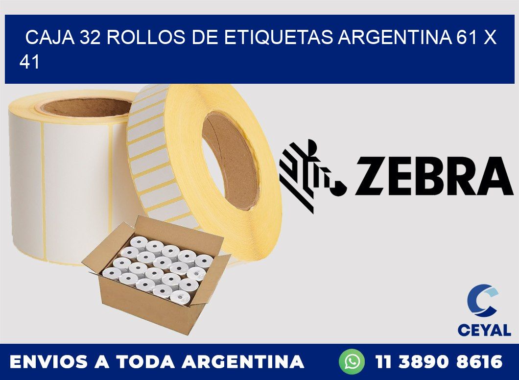 CAJA 32 ROLLOS DE ETIQUETAS ARGENTINA 61 x 41