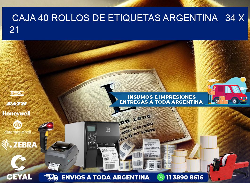 CAJA 40 ROLLOS DE ETIQUETAS ARGENTINA 34 x 21