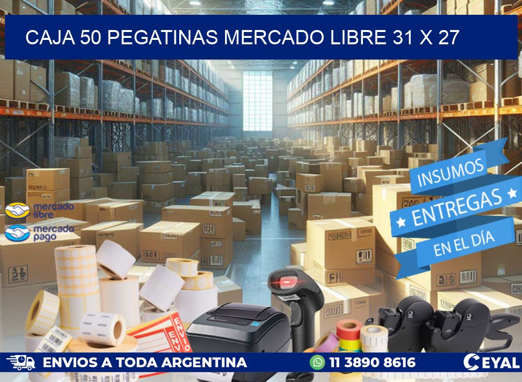 CAJA 50 PEGATINAS MERCADO LIBRE 31 x 27