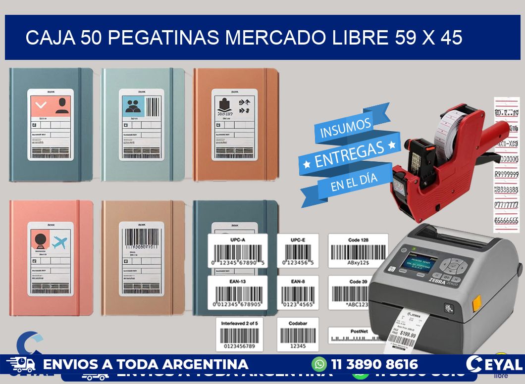 CAJA 50 PEGATINAS MERCADO LIBRE 59 x 45