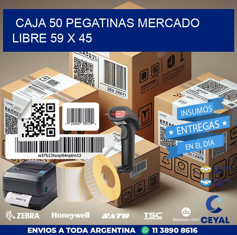 CAJA 50 PEGATINAS MERCADO LIBRE 59 x 45