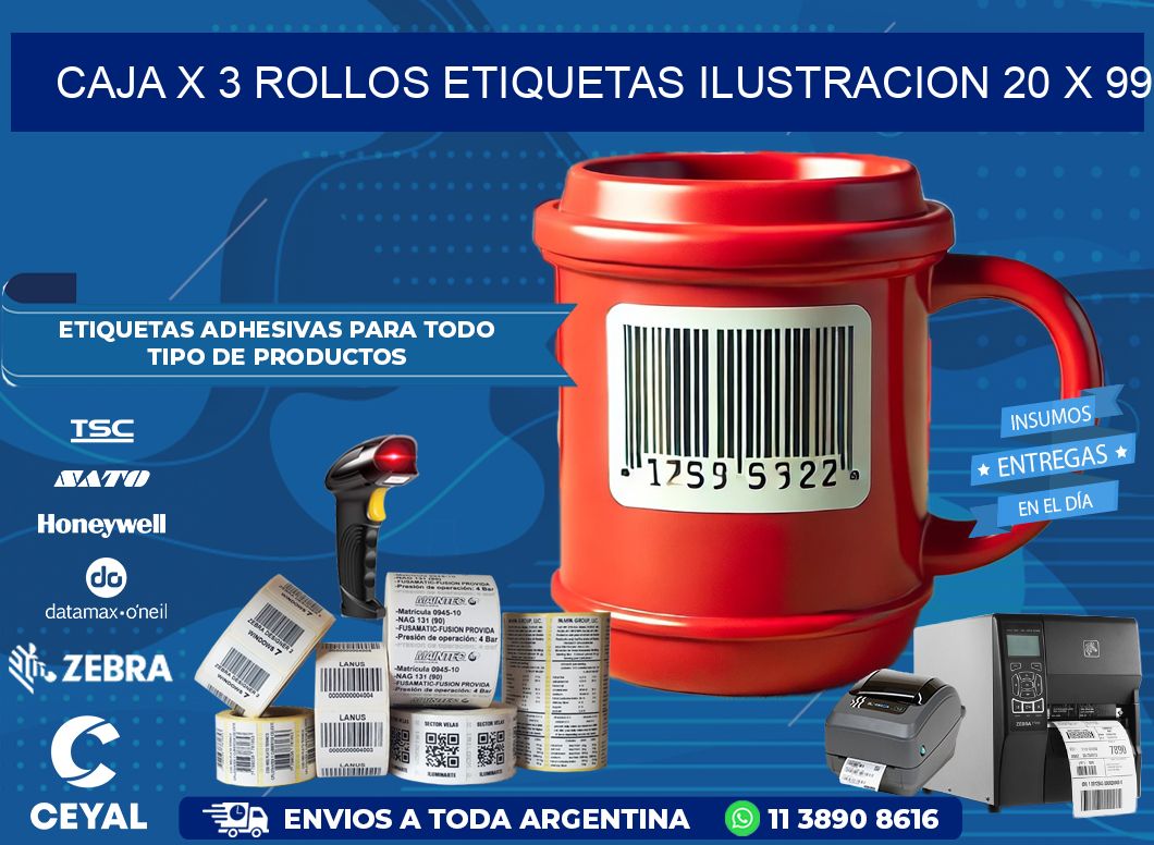 Caja X 3 Rollos Etiquetas Ilustracion 20 x 99
