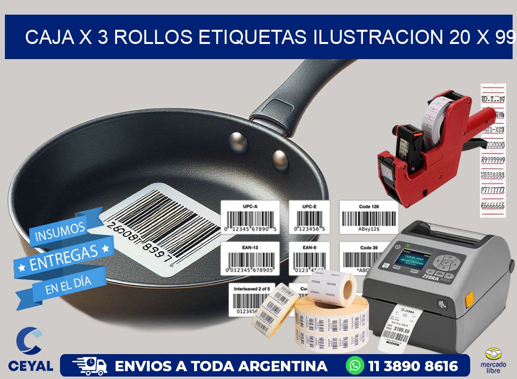 Caja X 3 Rollos Etiquetas Ilustracion 20 x 99