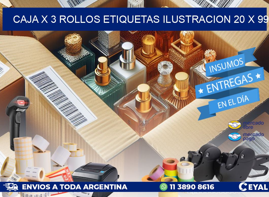 Caja X 3 Rollos Etiquetas Ilustracion 20 x 99