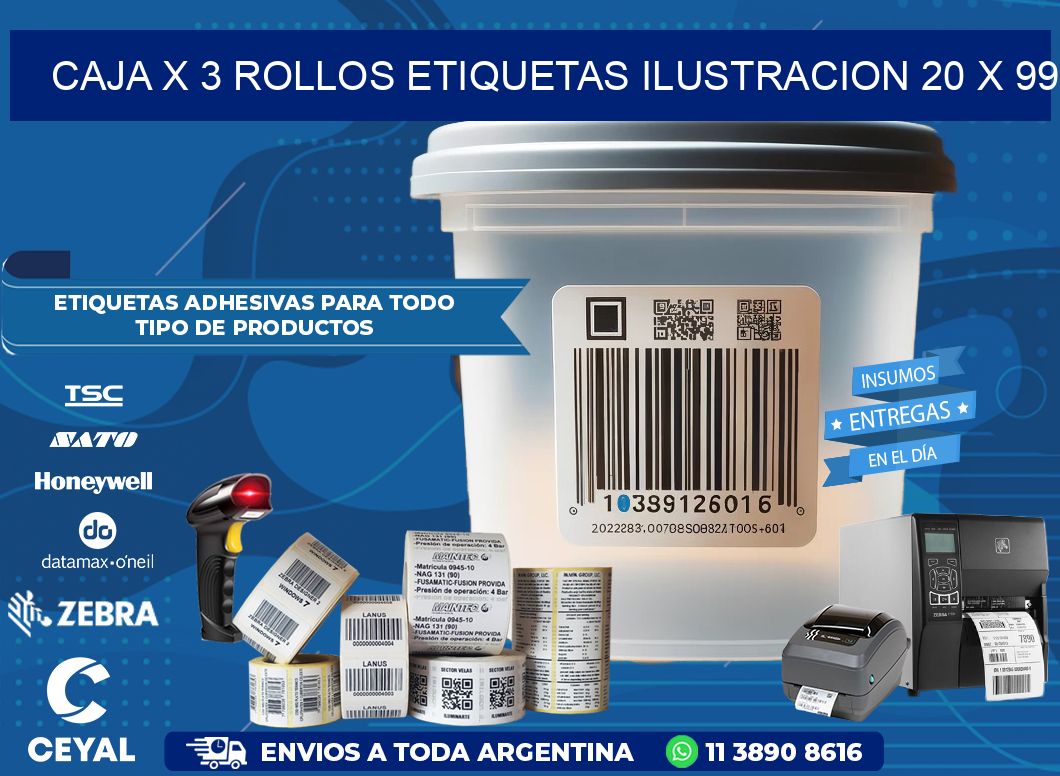 Caja X 3 Rollos Etiquetas Ilustracion 20 x 99