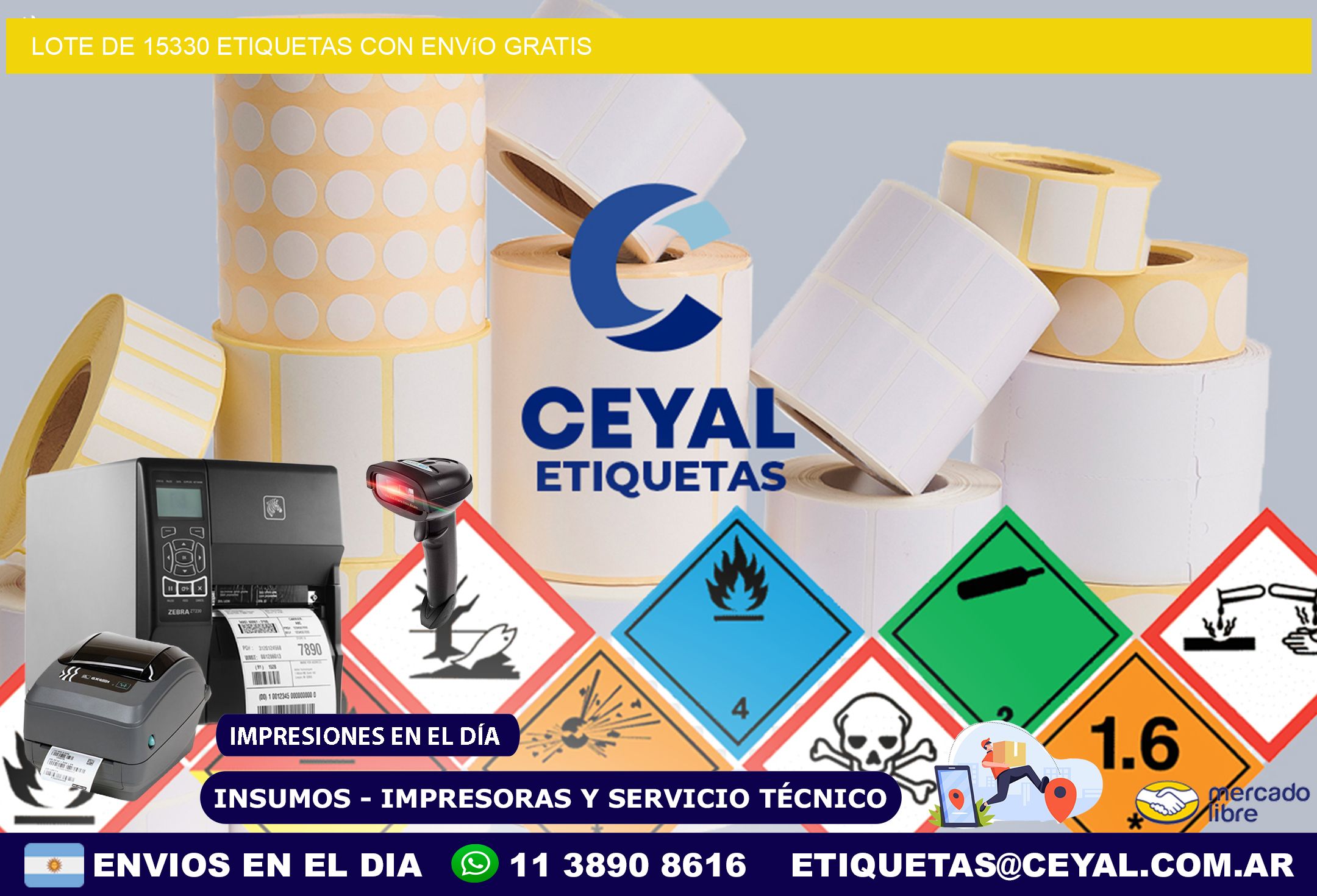 Lote de 15330 etiquetas con envío gratis