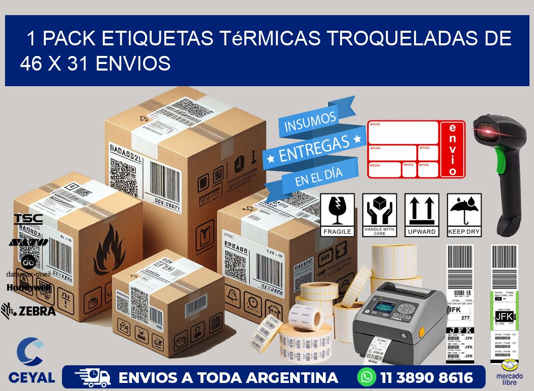 1 Pack etiquetas Térmicas Troqueladas De 46 x 31 ENVIOS