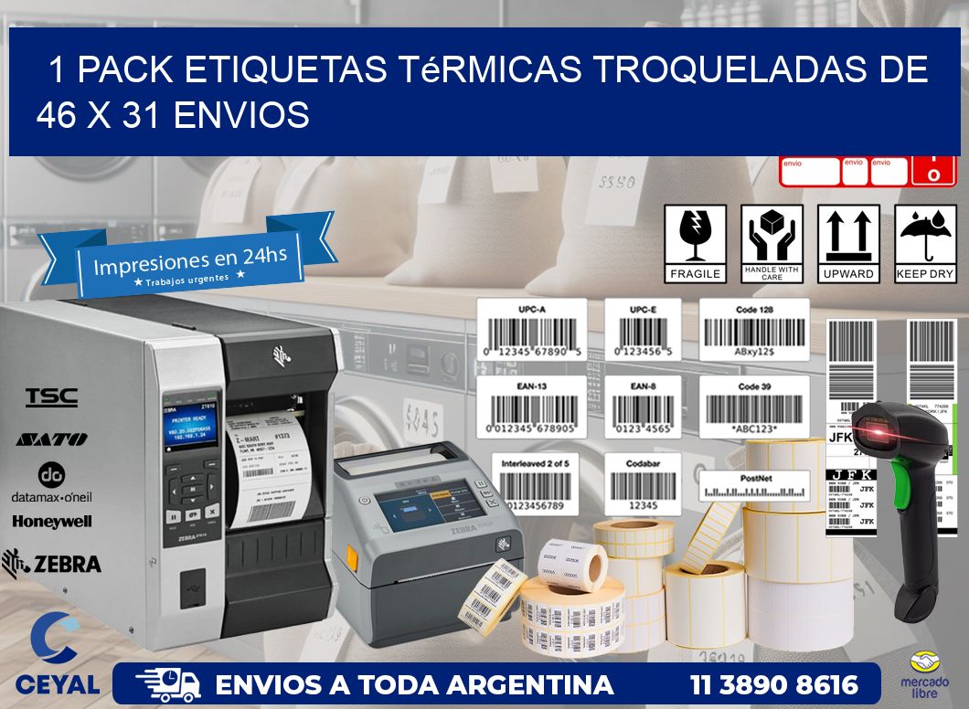 1 Pack etiquetas Térmicas Troqueladas De 46 x 31 ENVIOS