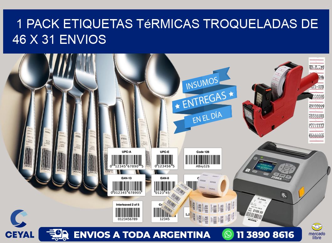 1 Pack etiquetas Térmicas Troqueladas De 46 x 31 ENVIOS