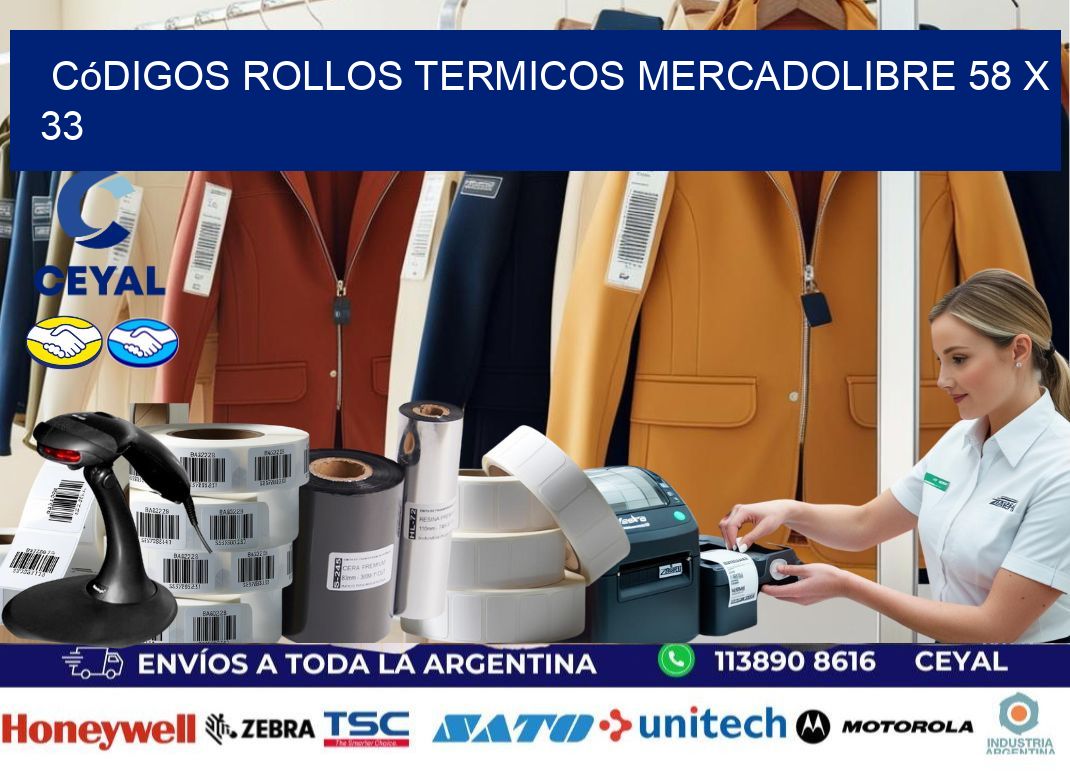 Códigos ROLLOS TERMICOS MERCADOLIBRE 58 x 33