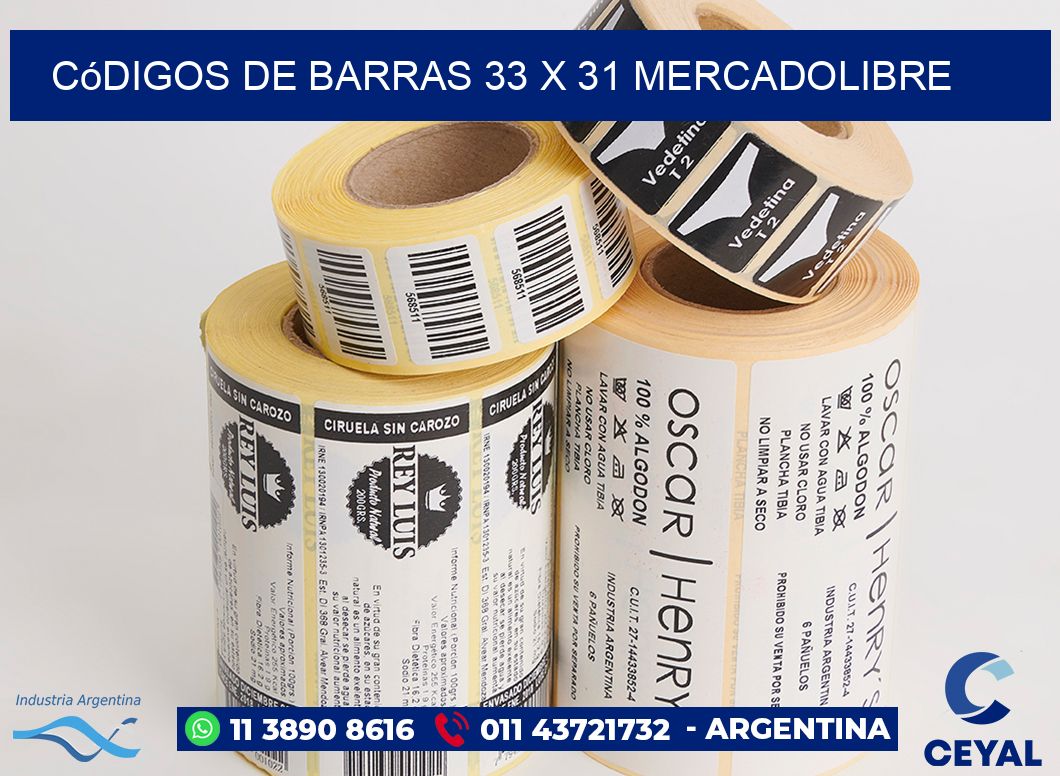 Códigos de Barras 33 x 31 MERCADOLIBRE