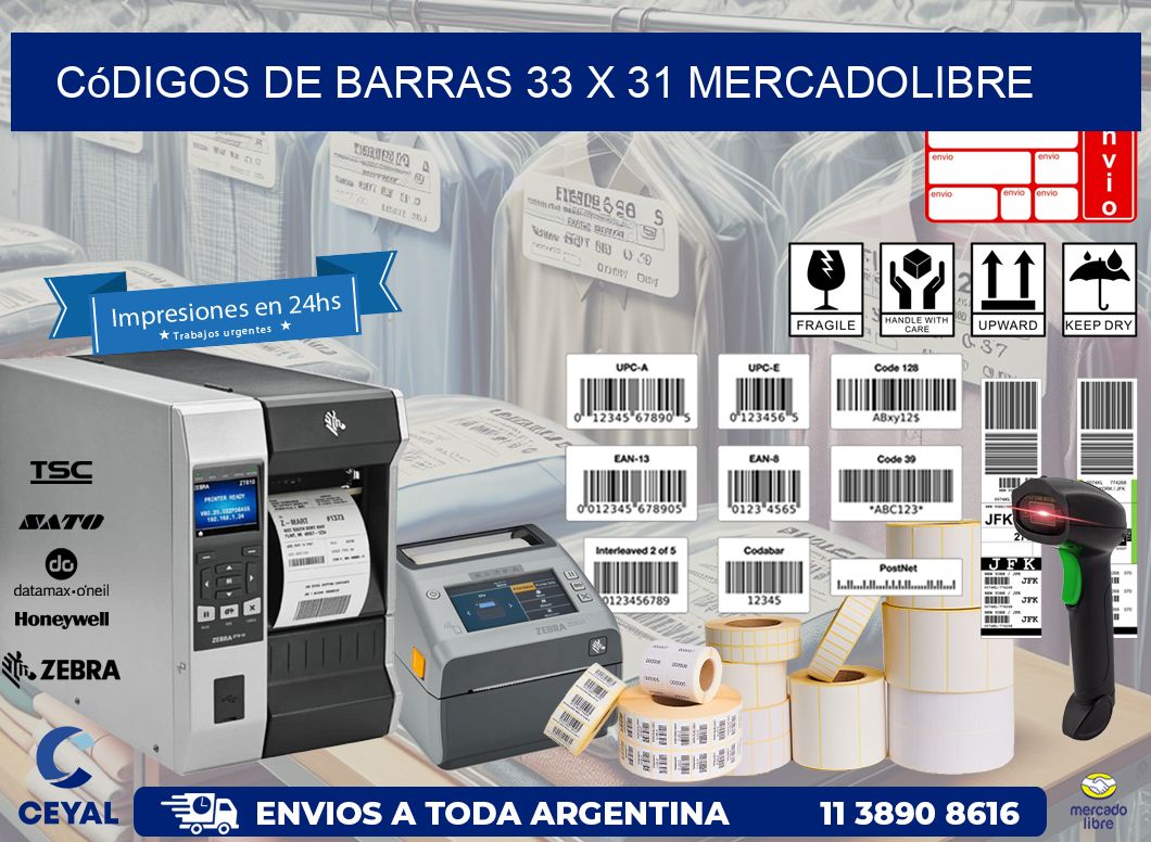 Códigos de Barras 33 x 31 MERCADOLIBRE