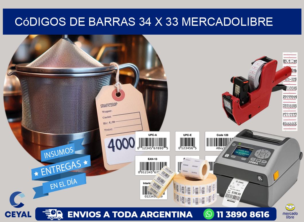 Códigos de Barras 34 x 33 MERCADOLIBRE