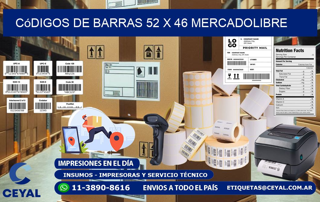 Códigos de Barras 52 x 46 MERCADOLIBRE