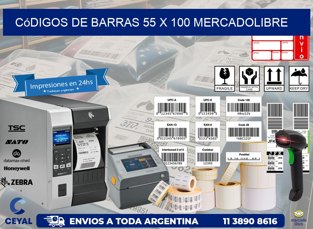 Códigos de Barras 55 x 100 MERCADOLIBRE
