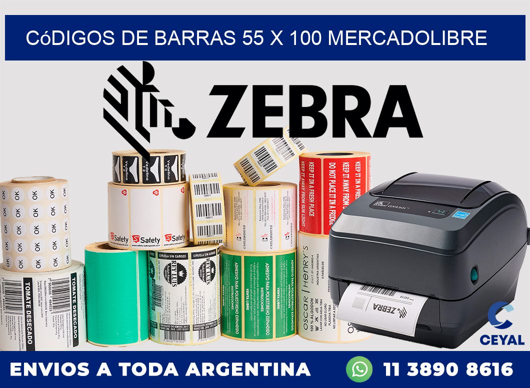 Códigos de Barras 55 x 100 MERCADOLIBRE