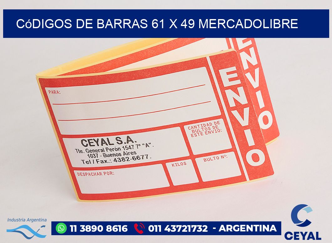 Códigos de Barras 61 x 49 MERCADOLIBRE