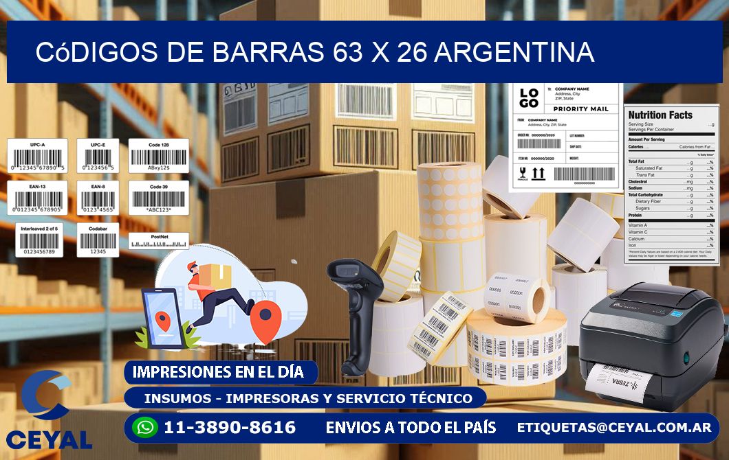 Códigos de Barras 63 x 26 argentina
