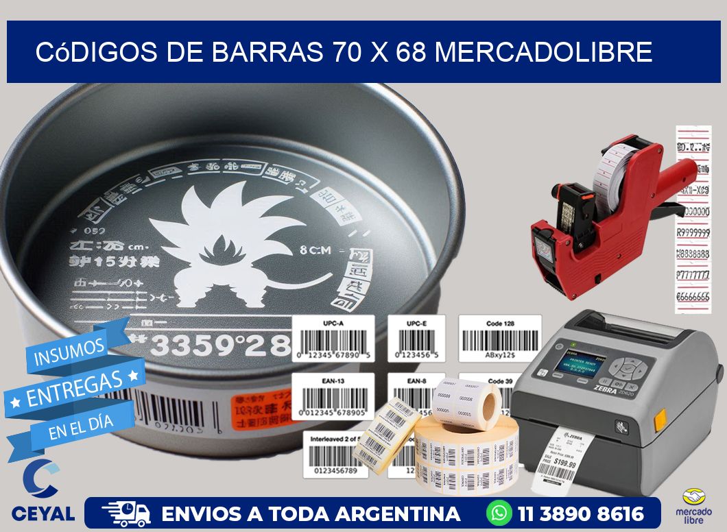 Códigos de Barras 70 x 68 MERCADOLIBRE
