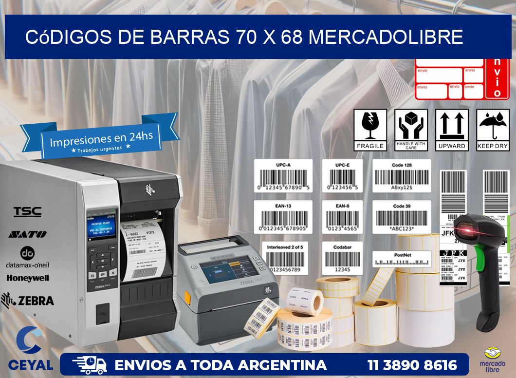 Códigos de Barras 70 x 68 MERCADOLIBRE