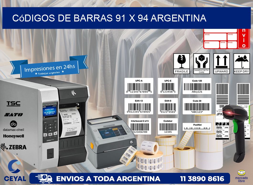 Códigos de Barras 91 x 94 argentina