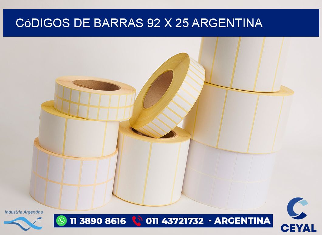 Códigos de Barras 92 x 25 argentina