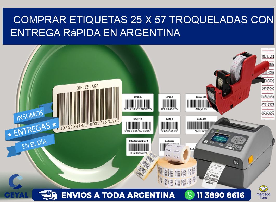 Comprar etiquetas 25 x 57 troqueladas con entrega rápida en Argentina