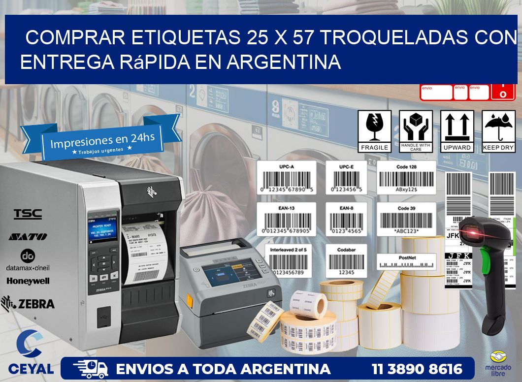 Comprar etiquetas 25 x 57 troqueladas con entrega rápida en Argentina
