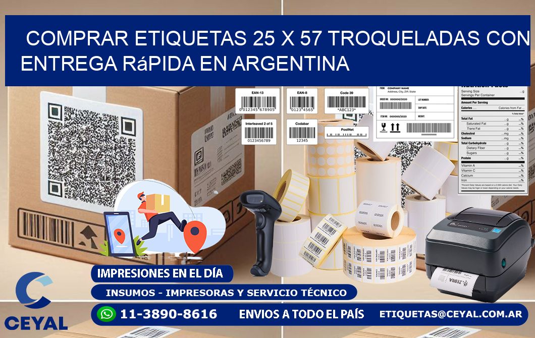 Comprar etiquetas 25 x 57 troqueladas con entrega rápida en Argentina