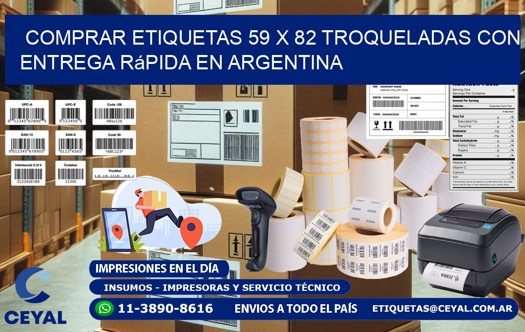 Comprar etiquetas 59 x 82 troqueladas con entrega rápida en Argentina