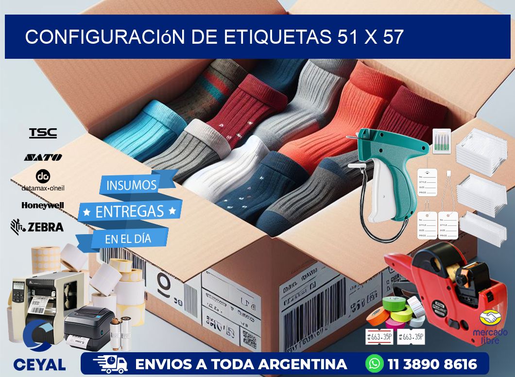 Configuración de etiquetas 51 x 57